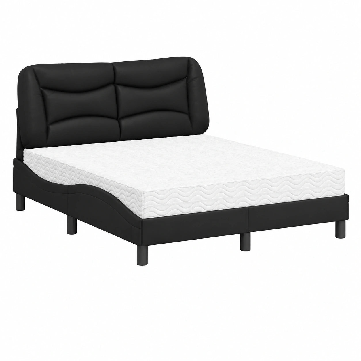 Modernes Kunstlederbett Hvar mit Komfortmatratze und stabilem Lattenrost in Schwarz, 140x200 cm