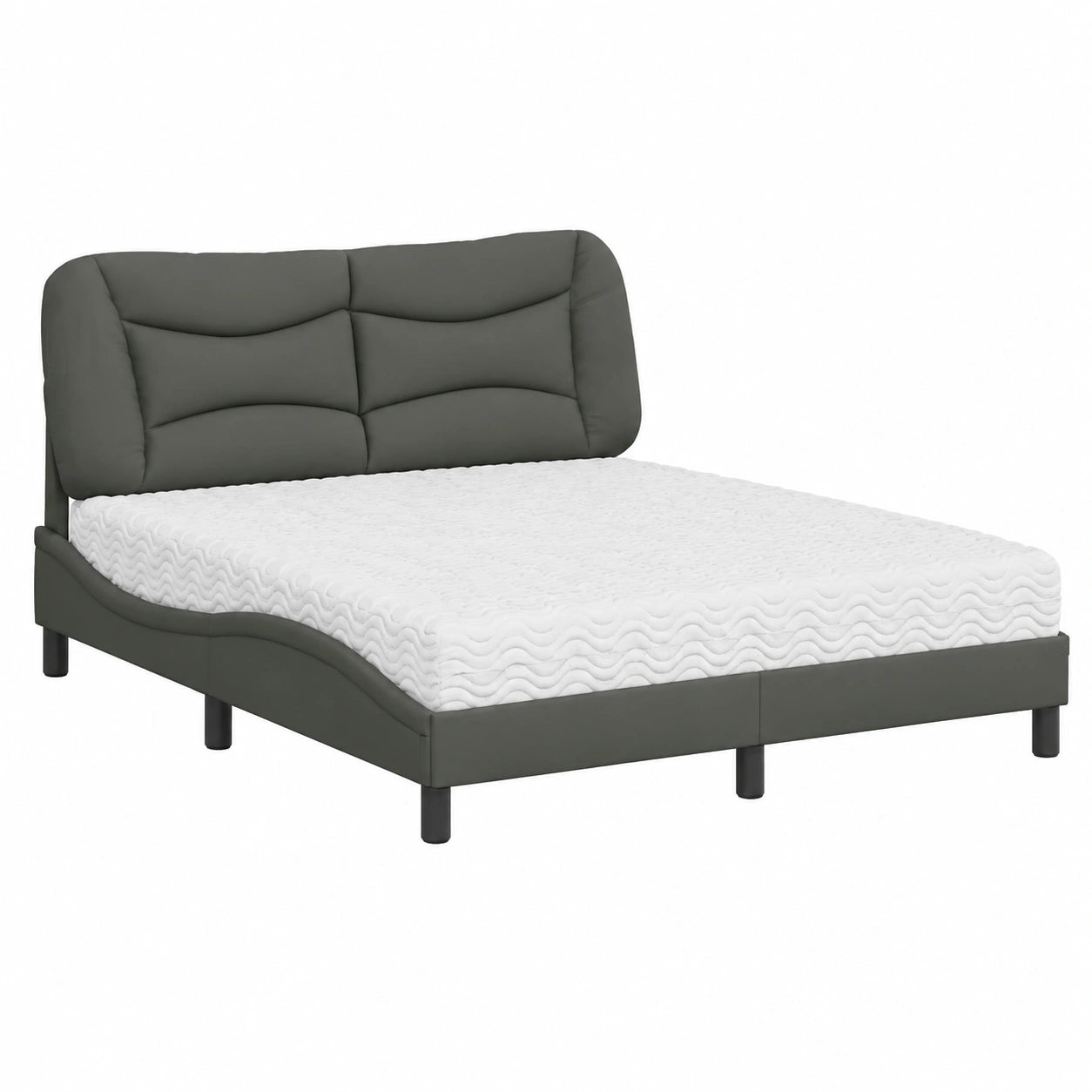 Komfortables Bettgestell mit 3-Schicht-Schaumstoffmatratze in Dunkelgrau, 160x200 cm, Modernes Design