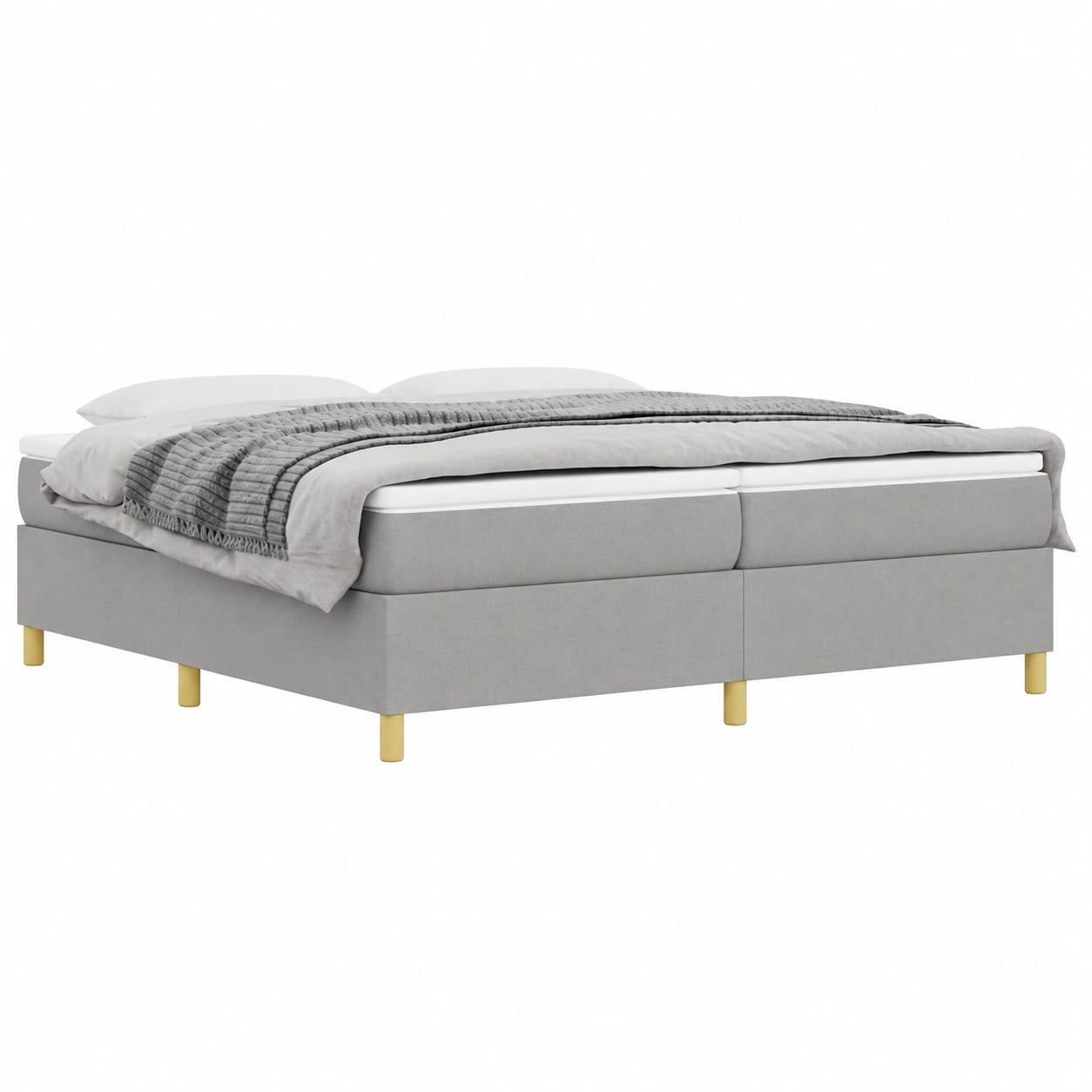 Modernes Boxspringbettgestell 200x200 cm in Hellgrau mit Sperrholzlatten