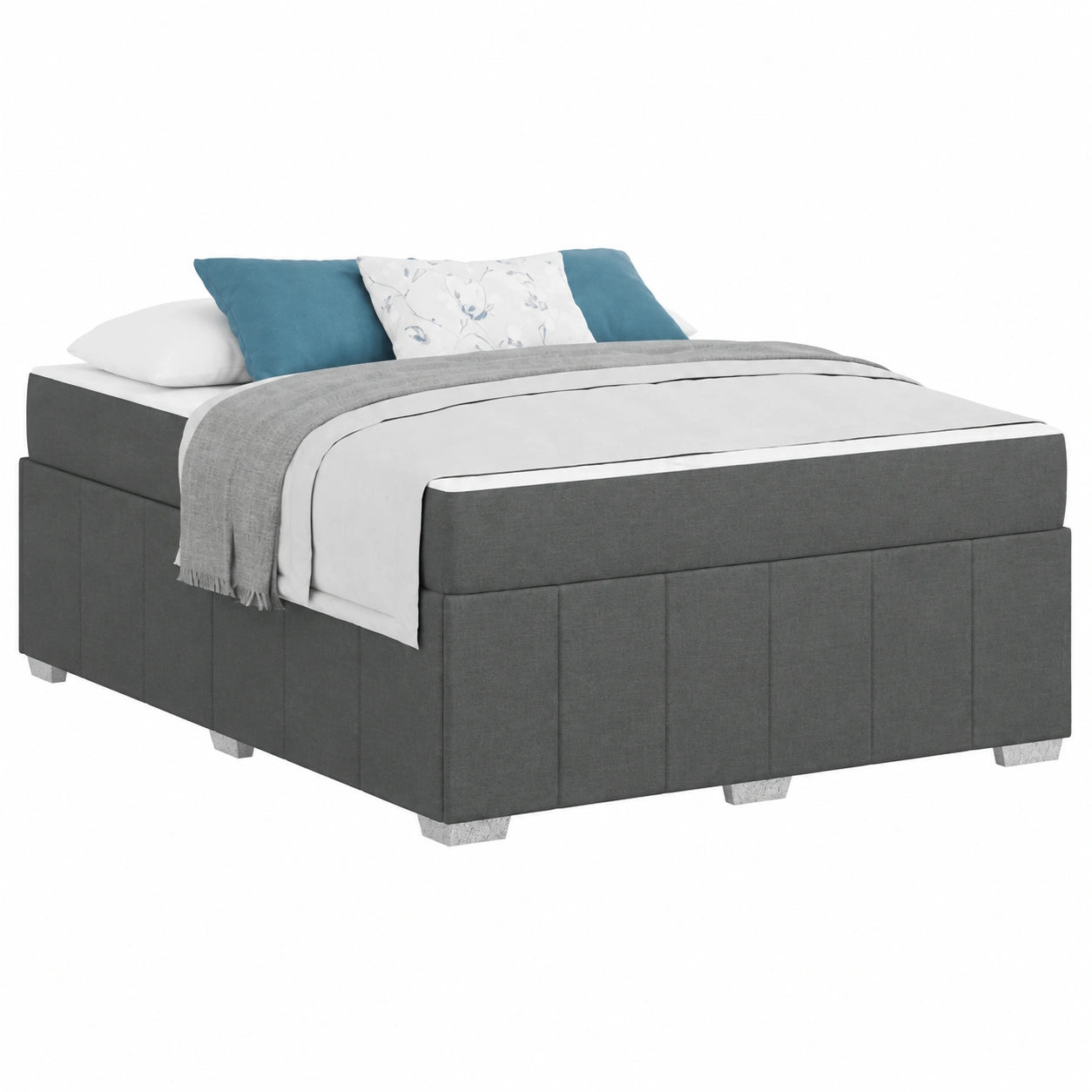 Boxspringbett 140x200 cm Dunkelgrau mit Taschenfederkernmatratze und Lattenrost