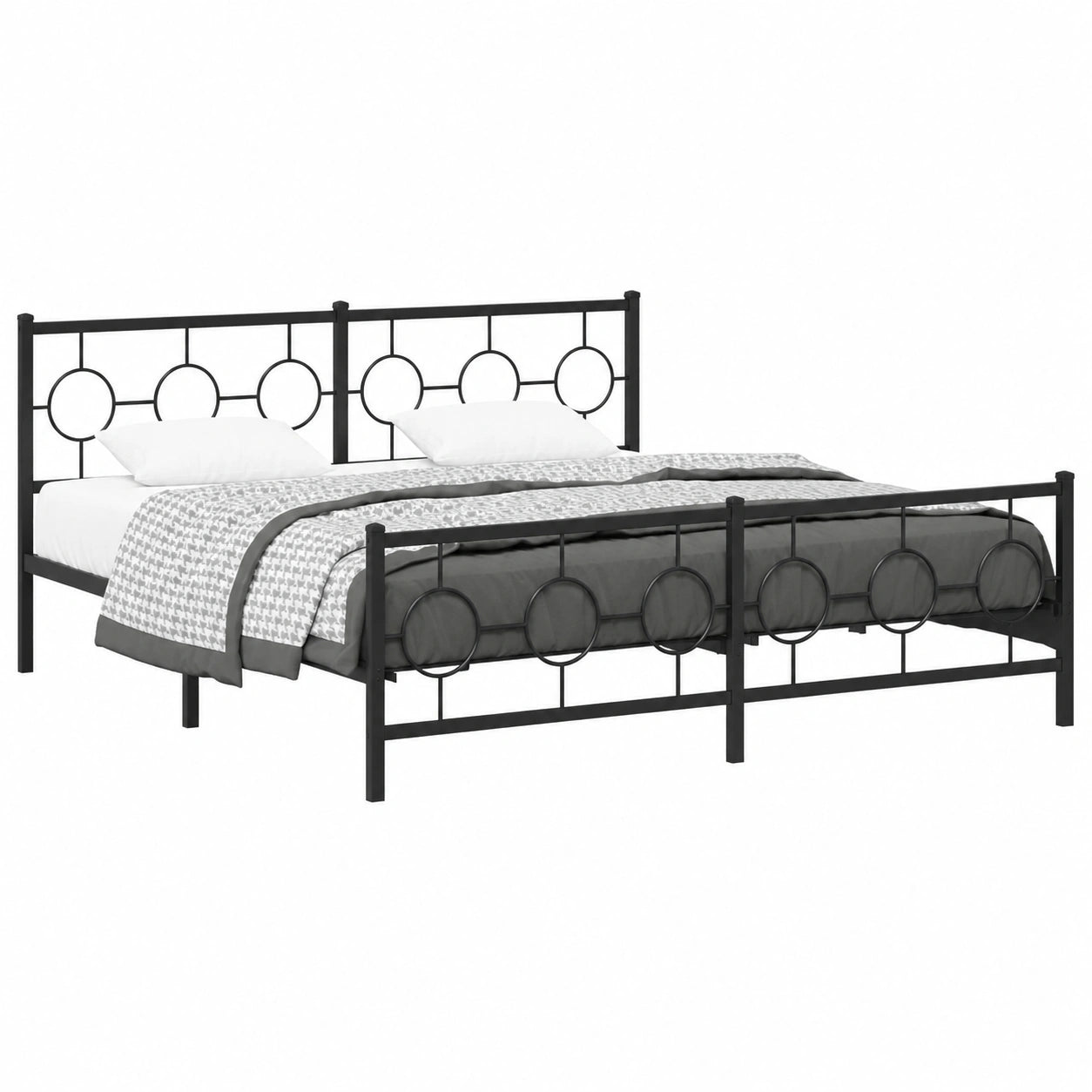 Metallbettgestell Schwarz 183x213 cm mit Lattenrost und Stauraum, Modernes Design