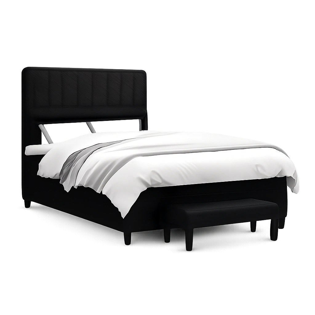 Luxuriöses Boxspringbett 120x200 cm Schwarz mit verstellbarem Kopfteil und Taschenfederkern