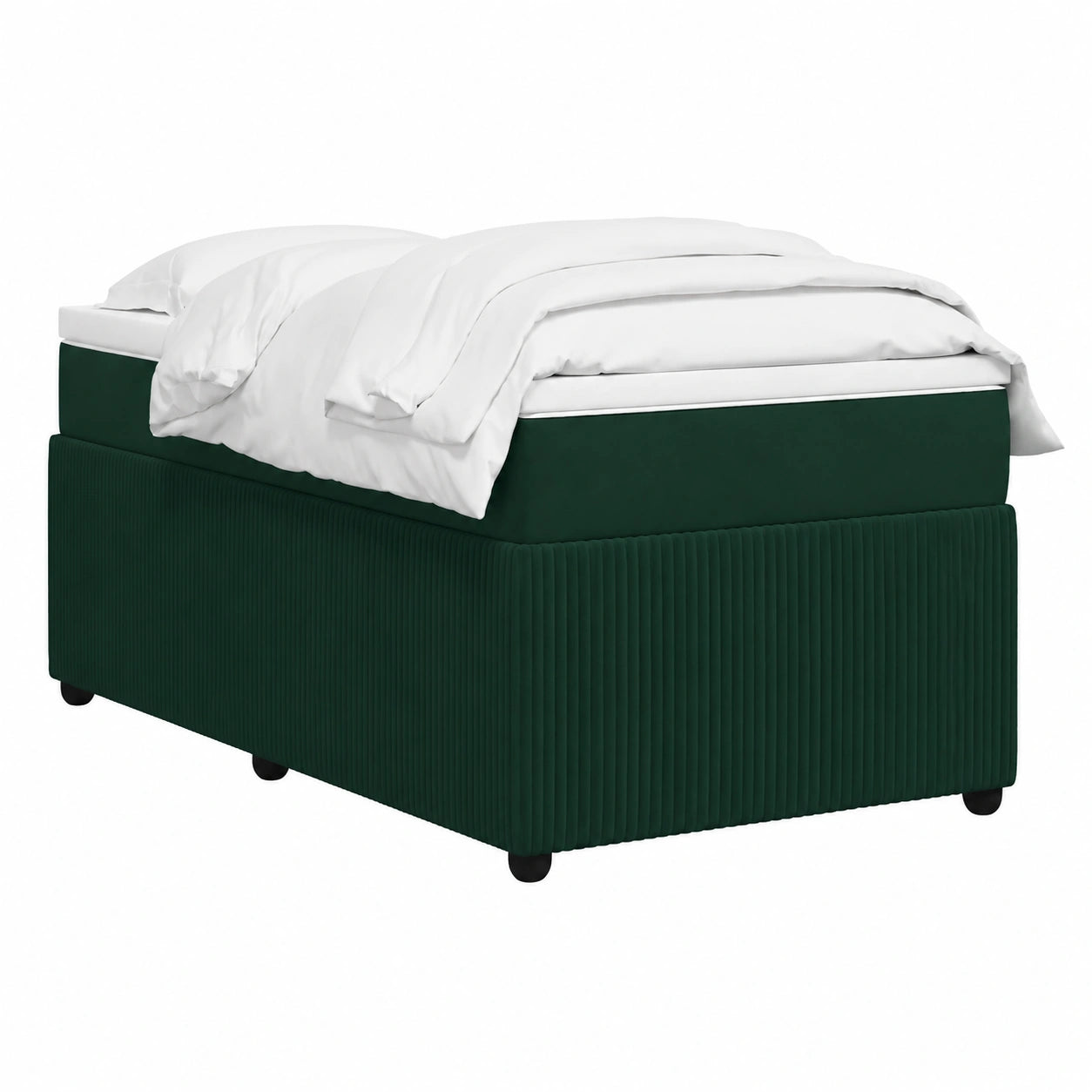 Boxspringbett aus Samt in Dunkelgrün, 100x200 cm, inkl. Taschenfederkernmatratze und Matratzenauflage