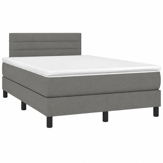 Komfortables Boxspringbett 120x190 cm in Dunkelgrau mit verstellbarem Kopfteil und langlebiger Taschenfederkernmatratze