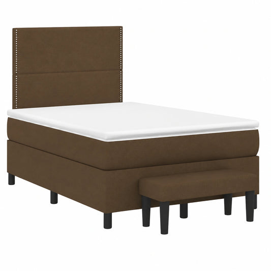 Komfortables Boxspringbett 120x190 cm Dunkelbraun, verstellbares Kopfteil, Inklusive Taschenfederkernmatratze und Lattenrost