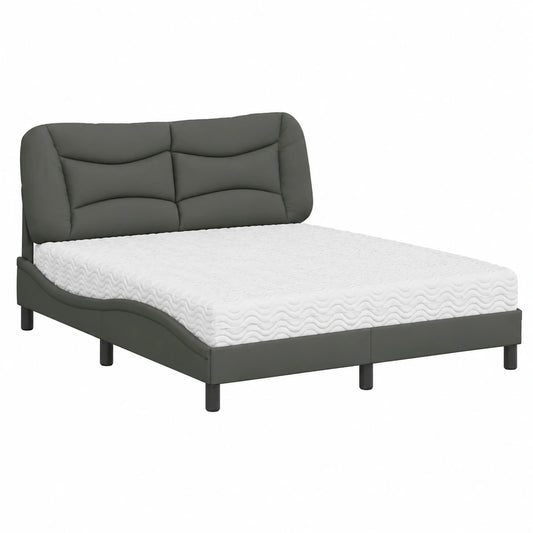 Komfortables Bettgestell mit 3-Schicht-Schaumstoffmatratze in Dunkelgrau, 160x200 cm, Modernes Design