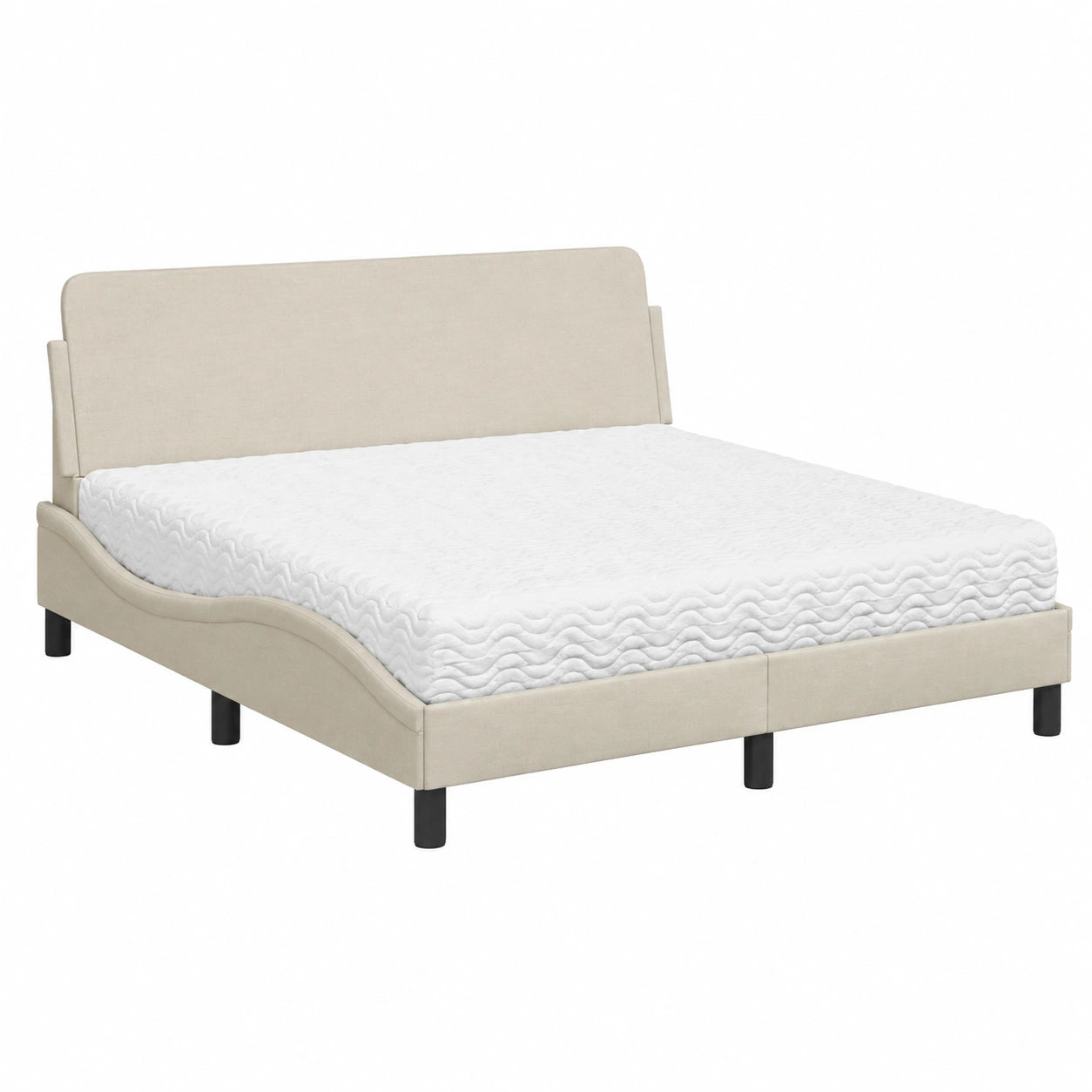 Elegantes Bett Dover Creme 160x200 cm mit Metallrahmen und Komfortmatratze