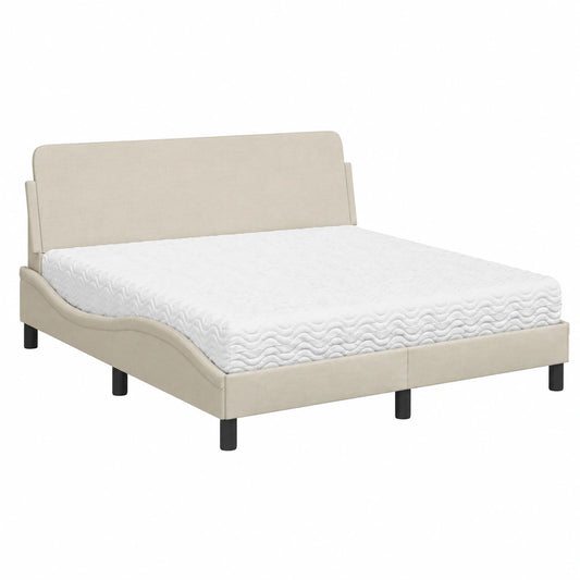 Elegantes Bett Dover Creme 160x200 cm mit Metallrahmen und Komfortmatratze