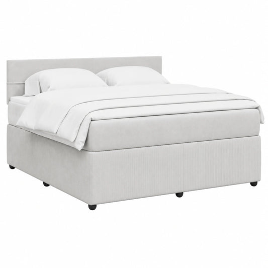 Luxuriöses Boxspringbett aus Samt 180x200 cm in Hellgrau mit Matratze und Kopfteil