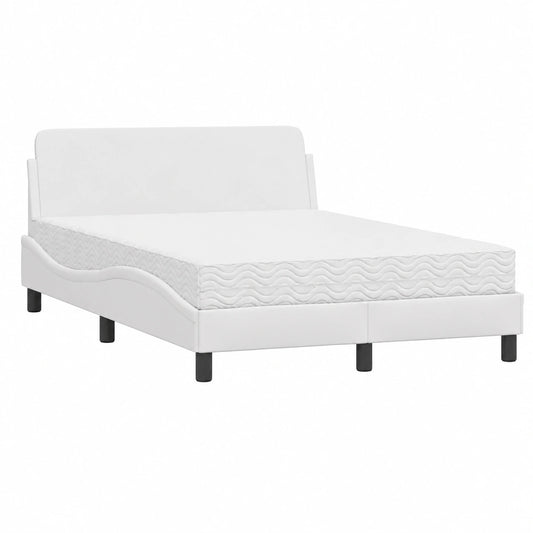 Elegantes Bett 140x200 cm aus Kunstleder mit Metallrahmen und Schaumstoffmatratze, modernes Design, stabiles Lattenrost