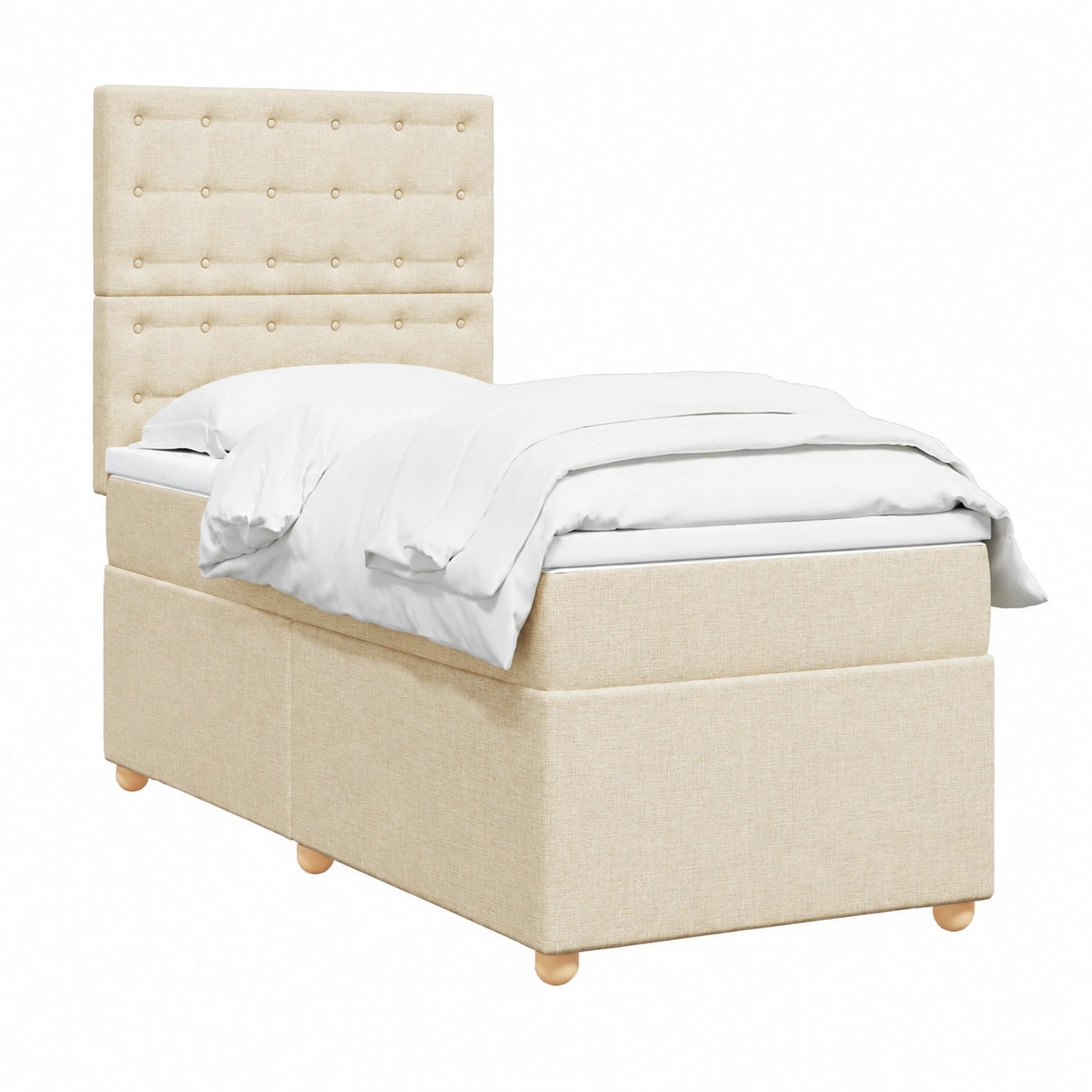 Komfortables Boxspringbett 80x200 cm in Creme mit Taschenfederkernmatratze