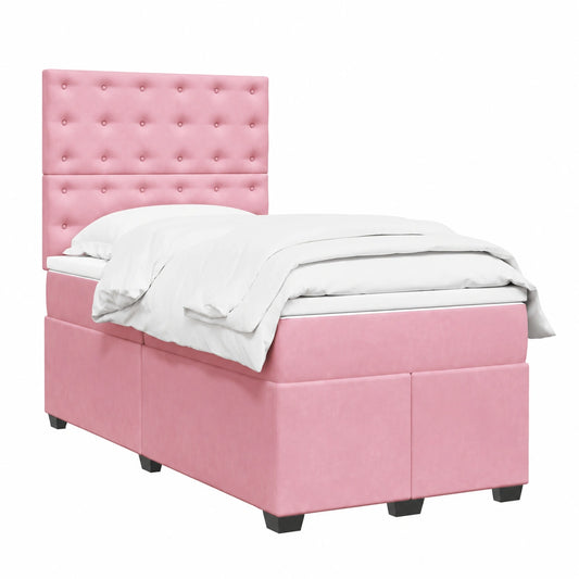 Komfortables Boxspringbett 120x190 cm Rosa Samt mit Taschenfederkern