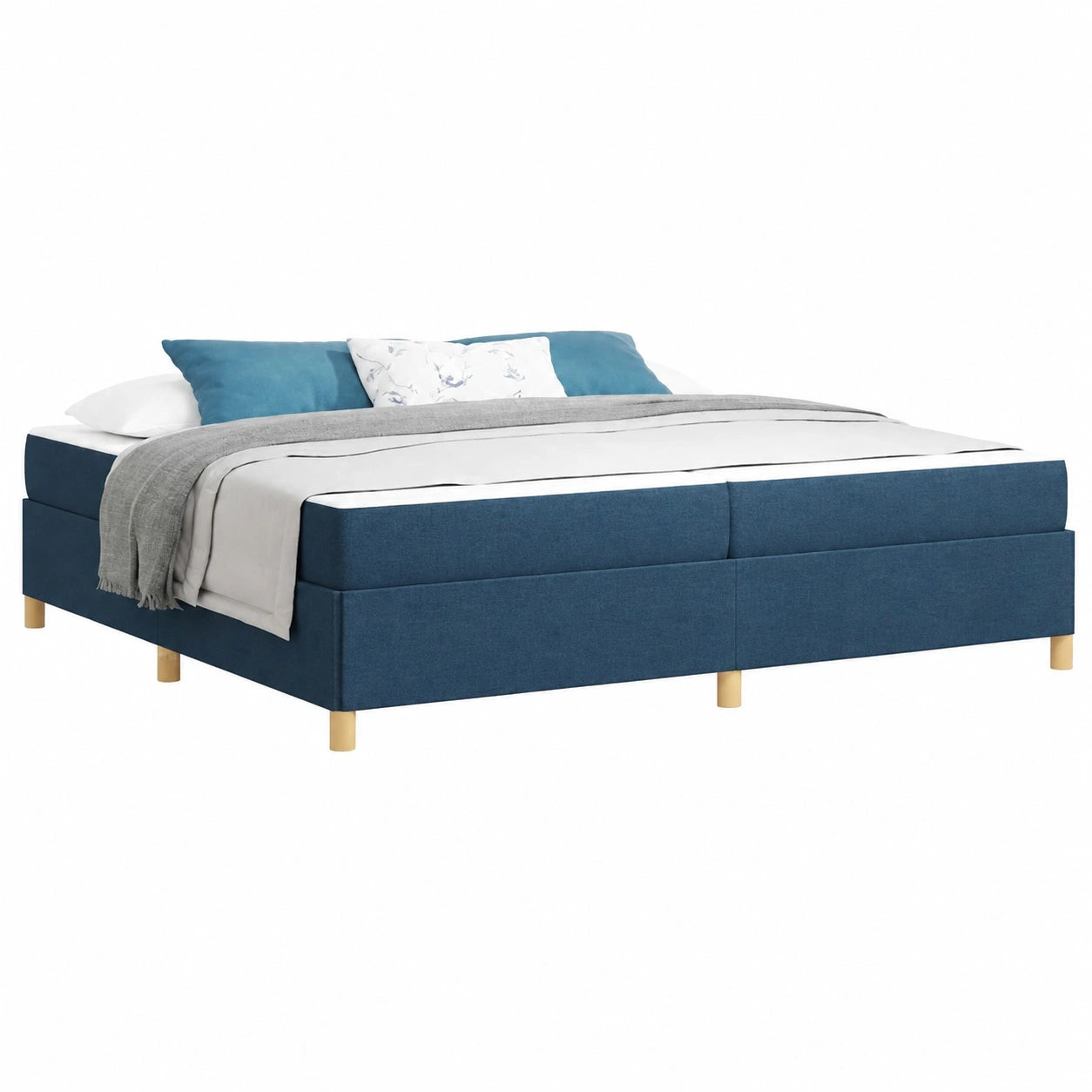 Modernes Polsterbett 200x200 cm Blau mit Stauraum und Taschenfederkernmatratze