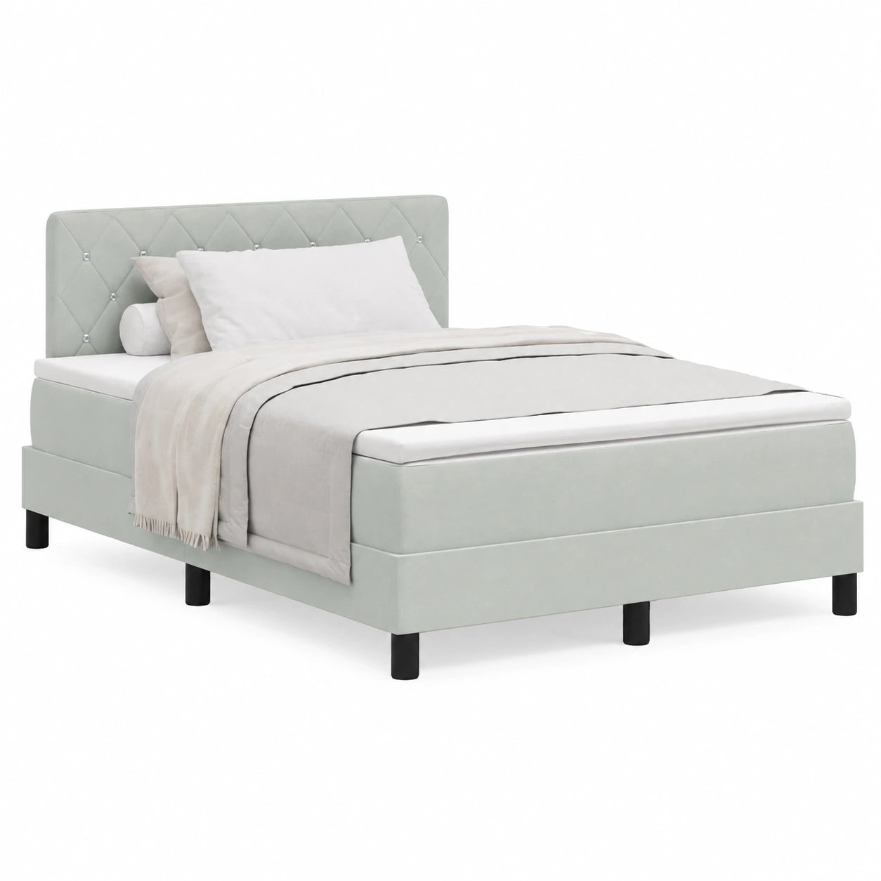 Modernes Bett mit verstellbarem Kopfteil und Samtmatratze, inkl. weichem Topper und robustem Lattenrost