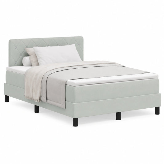Modernes Bett mit verstellbarem Kopfteil und Samtmatratze, inkl. weichem Topper und robustem Lattenrost