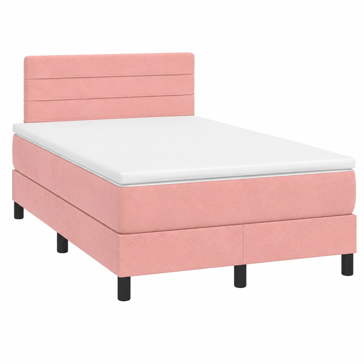 Rosa Boxspringbett 120x190 cm mit Taschenfederkern, Samt-Kopfteil & LED – Elegantes Set für Jugendzimmer