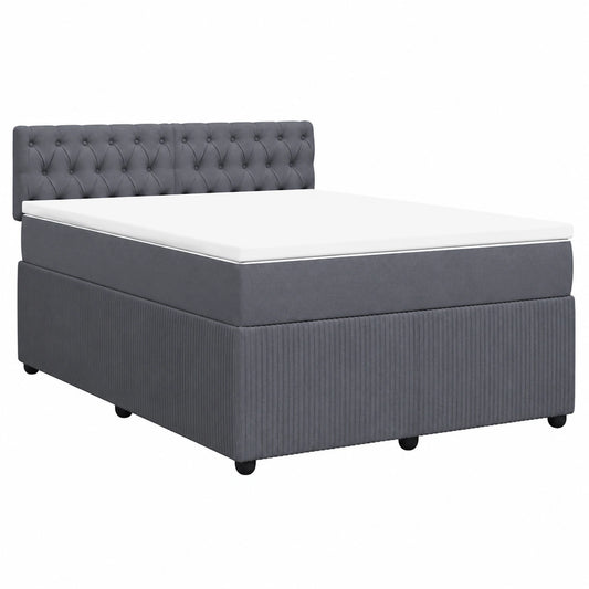 Elegantes Boxspringbett 160x200 cm mit Taschenfederkernmatratze und atmungsaktiver Auflage, Samtstoff, höhenverstellbar, Dunkelgrau