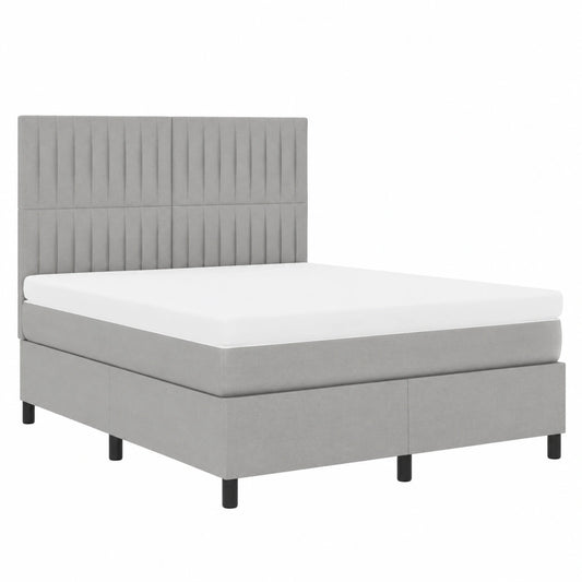 Komfort Boxspringbett 140x200 cm in Hellgrau mit Verstellbarem Kopfteil und Taschenfederkern