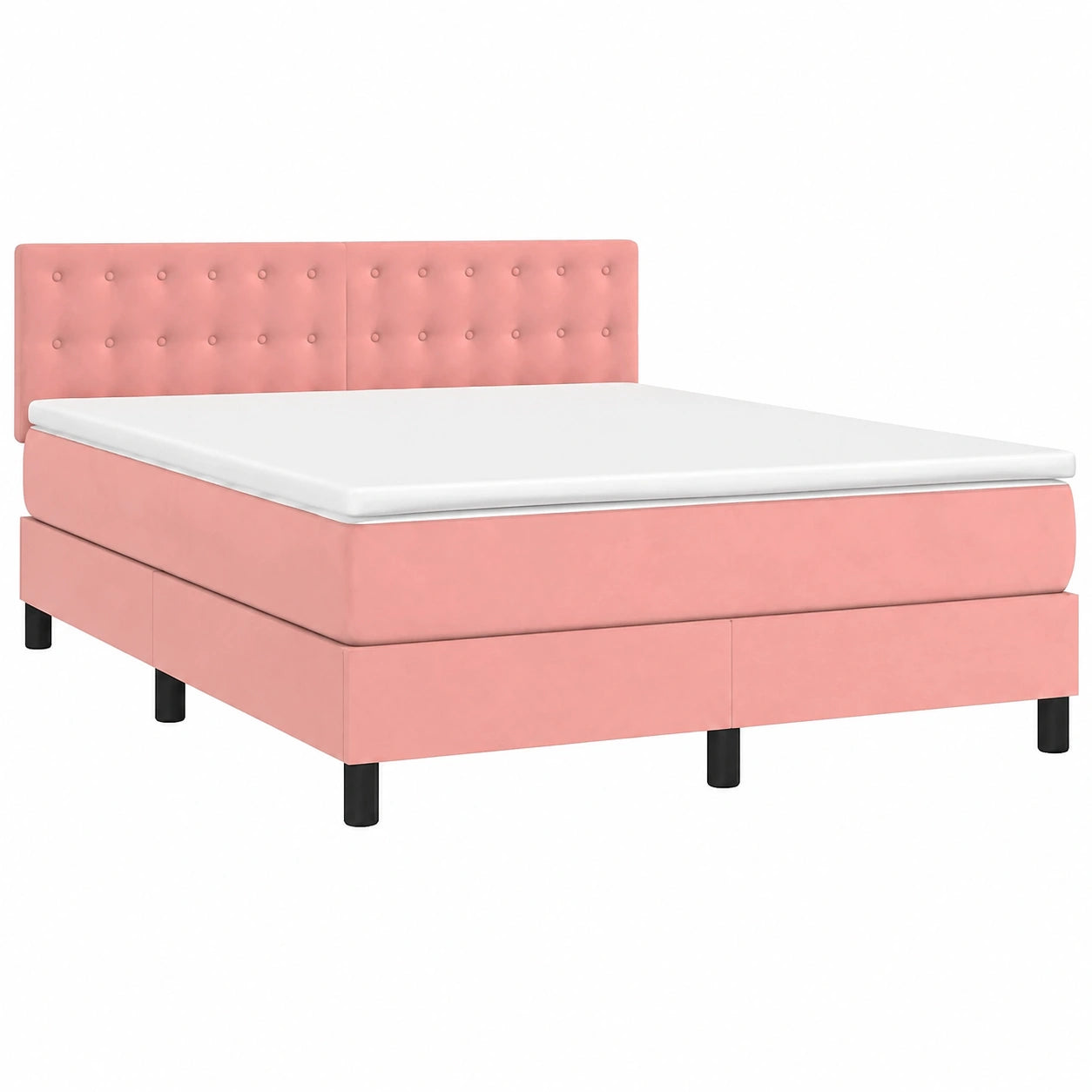 ATOMSTACK MAKER Boxspringbett Rosa 140x190 cm mit Federkernmatratze, verstellbarem Samtkopfteil, USB-Beleuchtung und LED-Streifen – Luxuriöses Set für Jugendzimmer