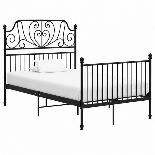 Metallbettgestell Schwarz 120x200 cm mit Lattenrost, platzsparendes Design für optimalen Schlaf