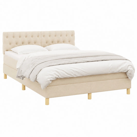 Komfortables Boxspringbett 140x190 cm Creme mit höhenverstellbarem Kopfteil und Taschenfederkernmatratze