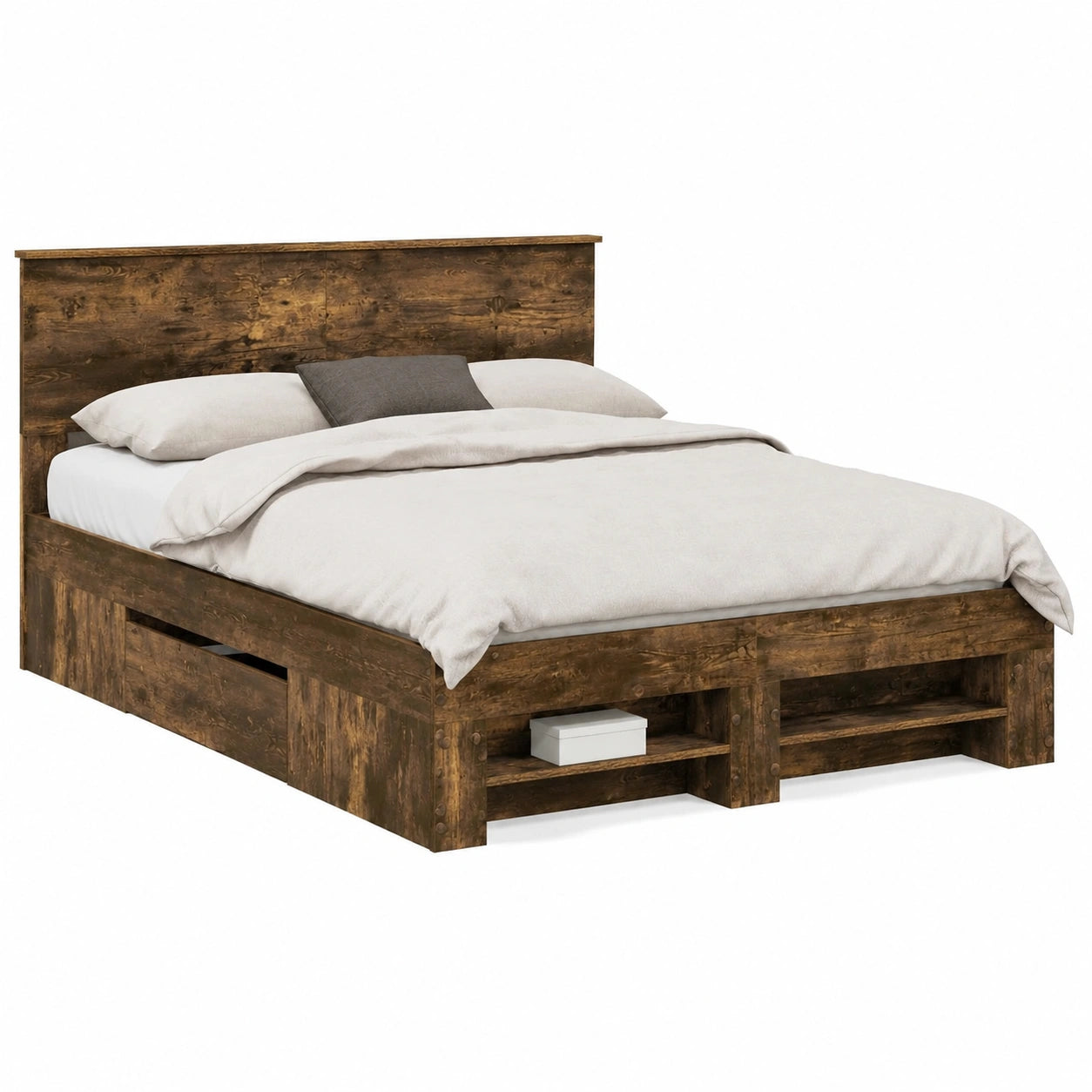 Moderner Bettrahmen aus Holzwerkstoff in Eichenoptik, 140x200 cm, für stilvolle Schlafzimmer