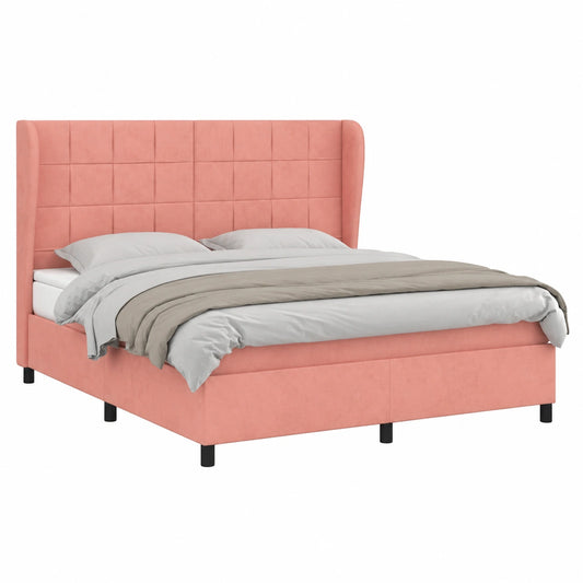 Luxuriöses Boxspringbett 180x200 cm Samt Rosa mit Verstellbarem Kopfteil und Komfortmatratze
