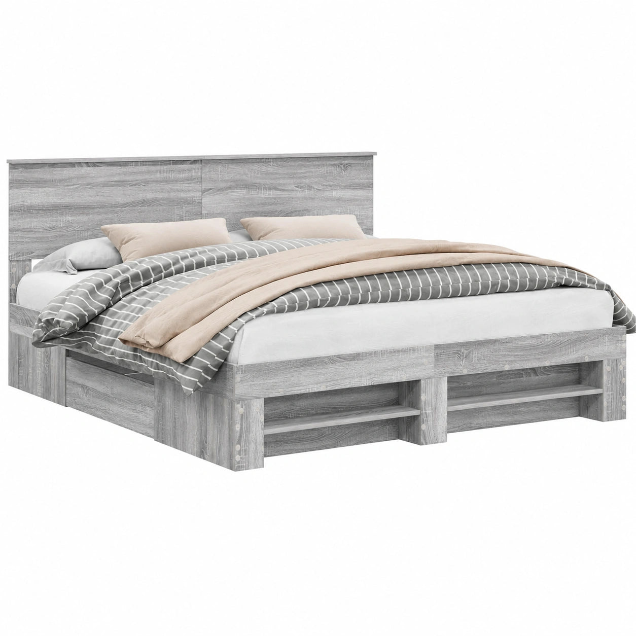 Moderner Bettrahmen 180x200 cm, Graues Sonoma Holz, Elegantes Design