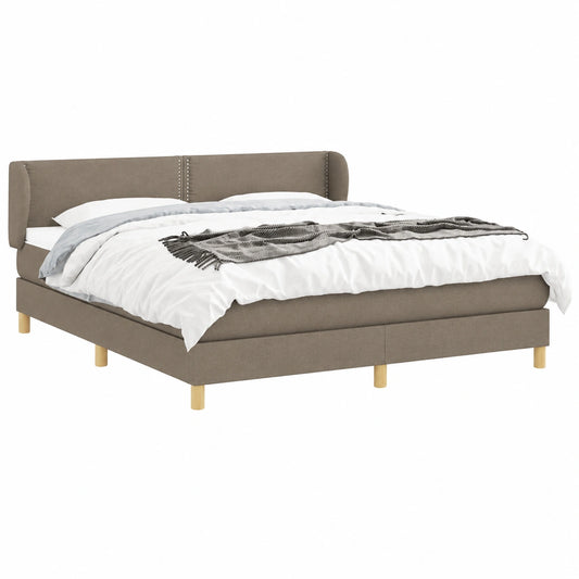 Luxus Boxspringbett 180x200 cm in Taupe, Verstellbares Kopfteil, Taschenfederkern, Atmungsaktiver Bezug, Massives Lärchenholz