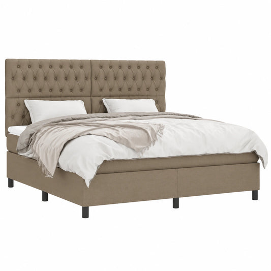 Luxuriöses Boxspringbett 180x200 cm Taupe mit verstellbarem Kopfteil und Taschenfederkernmatratze