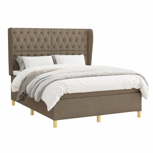 Elegantes Boxspringbett 140x200 cm Taupe mit verstellbarem Kopfteil und Taschenfederkern