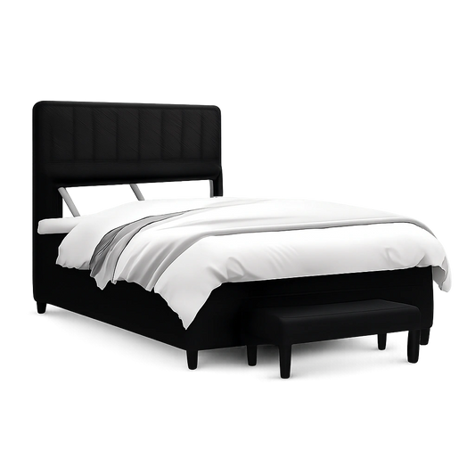 Luxuriöses Boxspringbett 120x200 cm Schwarz mit verstellbarem Kopfteil und Taschenfederkern