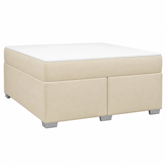 Modernes Doppelbett 160x200 cm mit Federkernmatratze und Stoffbezug in Creme
