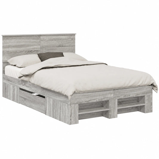 Moderner Bettrahmen in Grau Sonoma 120x200 cm aus Holzwerkstoff, stilvolles Design
